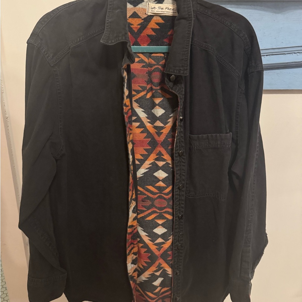 We The Free Black Jacket with Colorful Patterned Lining